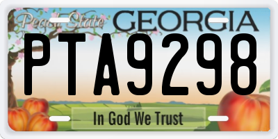 GA license plate PTA9298