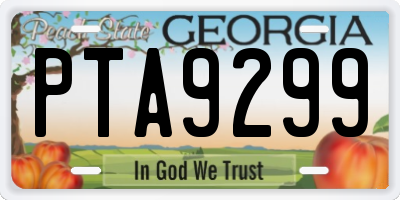 GA license plate PTA9299