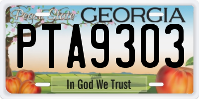 GA license plate PTA9303
