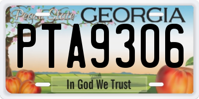 GA license plate PTA9306
