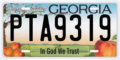 GA license plate PTA9319
