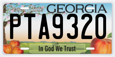 GA license plate PTA9320