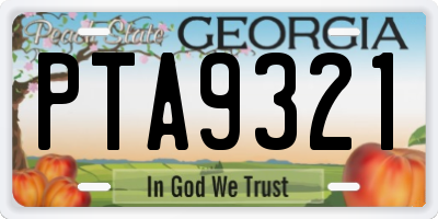 GA license plate PTA9321
