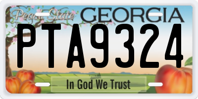 GA license plate PTA9324