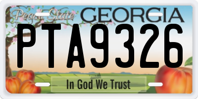 GA license plate PTA9326