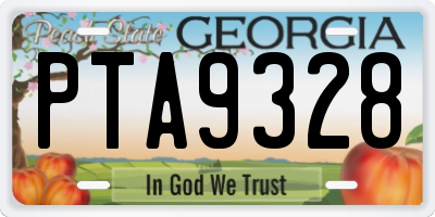 GA license plate PTA9328