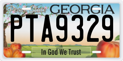 GA license plate PTA9329