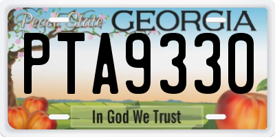 GA license plate PTA9330