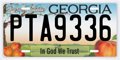 GA license plate PTA9336