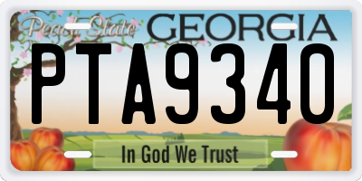 GA license plate PTA9340
