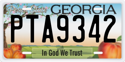 GA license plate PTA9342