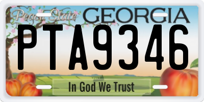 GA license plate PTA9346