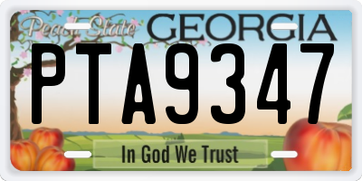 GA license plate PTA9347