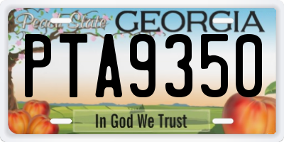 GA license plate PTA9350