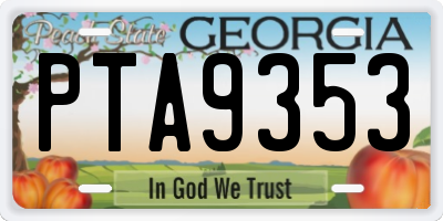 GA license plate PTA9353