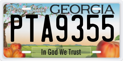 GA license plate PTA9355