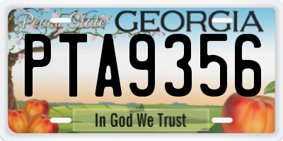 GA license plate PTA9356