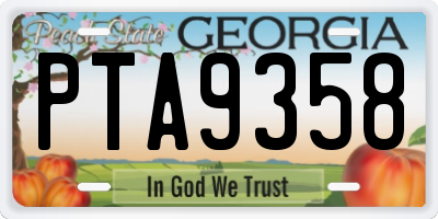 GA license plate PTA9358