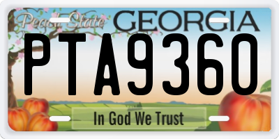 GA license plate PTA9360