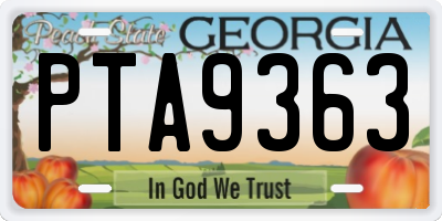 GA license plate PTA9363