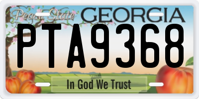 GA license plate PTA9368