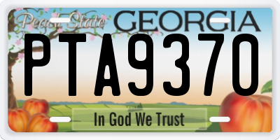GA license plate PTA9370