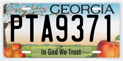 GA license plate PTA9371