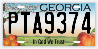 GA license plate PTA9374