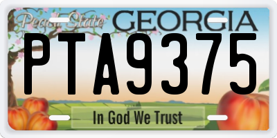 GA license plate PTA9375