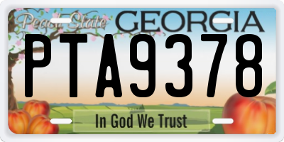 GA license plate PTA9378