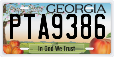 GA license plate PTA9386