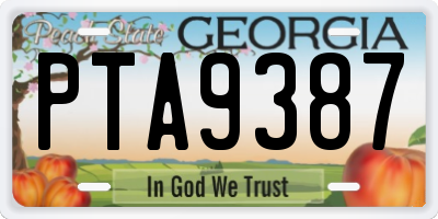 GA license plate PTA9387