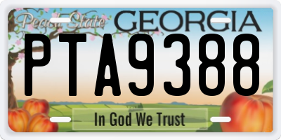 GA license plate PTA9388