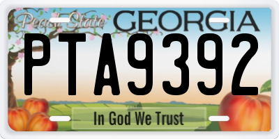 GA license plate PTA9392