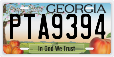 GA license plate PTA9394