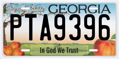 GA license plate PTA9396