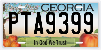 GA license plate PTA9399