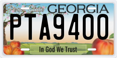 GA license plate PTA9400