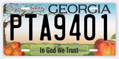 GA license plate PTA9401