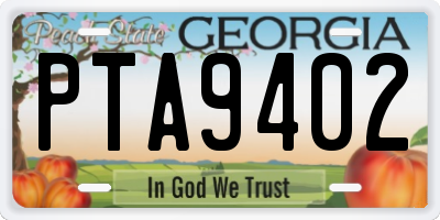 GA license plate PTA9402