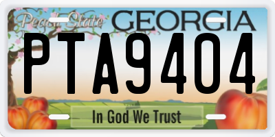 GA license plate PTA9404