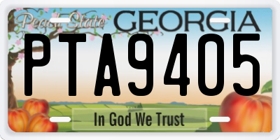 GA license plate PTA9405