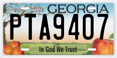 GA license plate PTA9407
