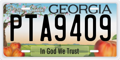GA license plate PTA9409