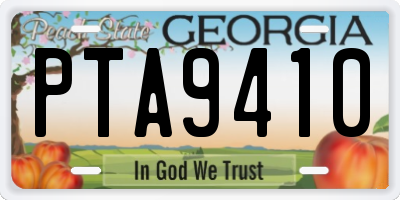 GA license plate PTA9410