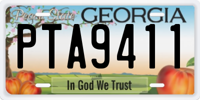 GA license plate PTA9411