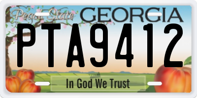 GA license plate PTA9412