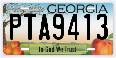 GA license plate PTA9413
