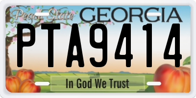 GA license plate PTA9414
