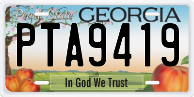 GA license plate PTA9419